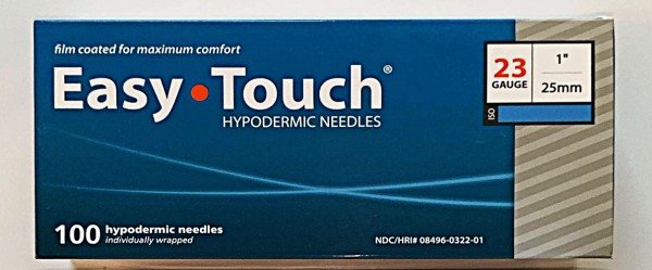EasyTouch Hypodermic Needles 23g x 1" (25mm) - Box of 100