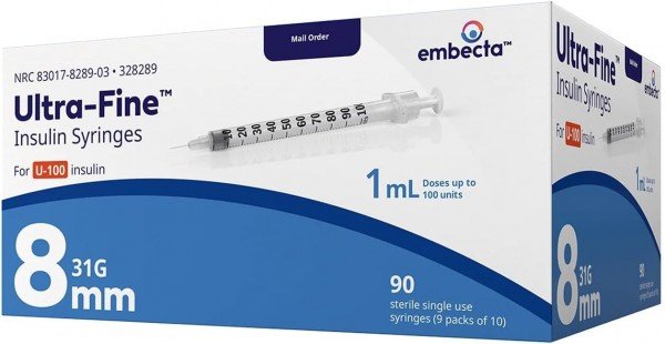 BD is now EMBECTA - Ultra-Fine Insulin Syringes 31G 1cc 5/16" (8mm) BD Item # 328289 - Box of 90  