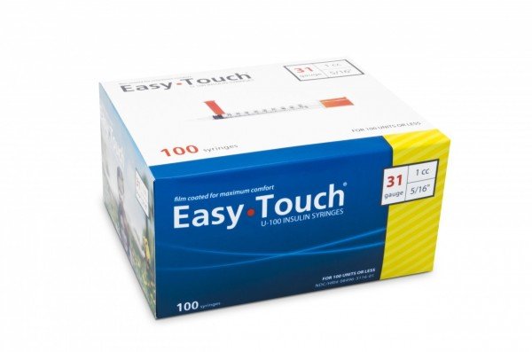 EasyTouch® U-100 Insulin Syringes 31g 1cc 5/16" Needle Length - Case of 500 