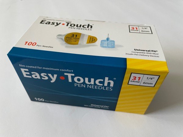 EasyTouch Pen Needles 31g, 1/4" (6mm) - Box of 100