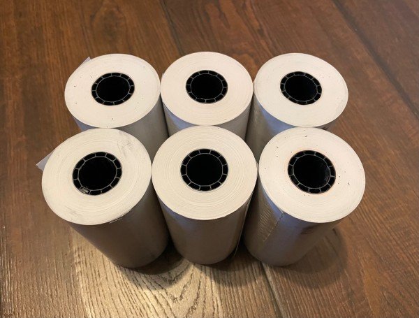 4 1/8" x 125' Standard 48g Thermal Paper Roll (0.75" Core) - 6 Rolls. Made in USA.