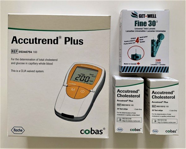 Accutrend Plus Cholesterol Meter Starter Kit - Includes Meter, 50 Cholesterol Test Strips Expiration , 1 Lancing Device & 100 GET•WELL Lancets