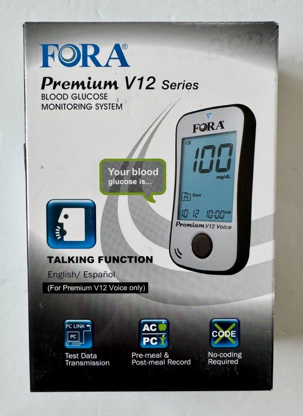 FORA Premium V12 Blood Glucose Monitoring Voice (Talking) Meter Kit - NEW