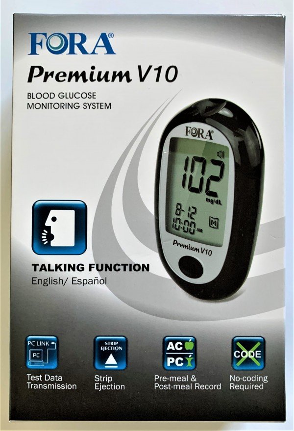 FORA Premium V10 Talking Blood Glucose Meter (English, Español)