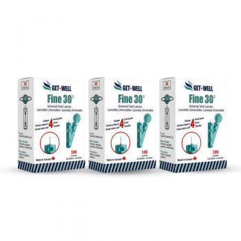 GET•WELL Fine 30g Universal Twist Lancets - Made in Canada !  Pack of 3 Boxes