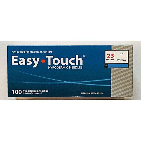 EasyTouch Hypodermic Needles 23g x 1" (25mm) - Box of 100