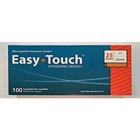 EasyTouch Hypodermic Needles 25g x 1" (25mm) - Box of 100