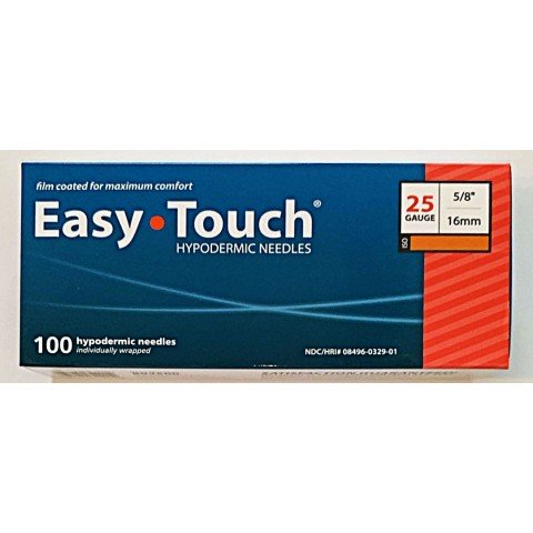 EasyTouch Hypodermic Needles 25g x 5/8" (16mm) - Box of 100
