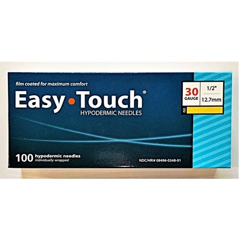 EasyTouch Hypodermic Needles 30g x 1/2" (12.7mm) - Box of 100