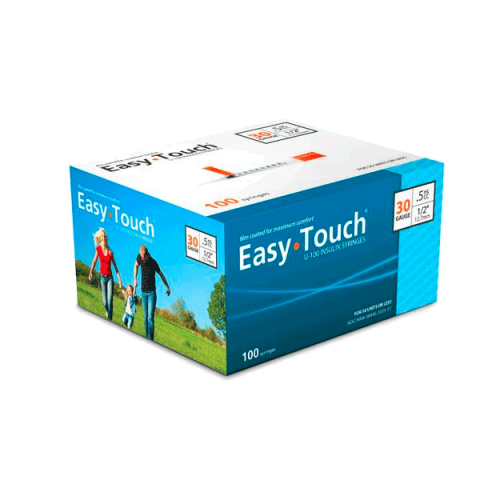 EasyTouch® U-100 Insulin Syringes 30g 0.5cc 1/2" Needle Length - Case of 500 