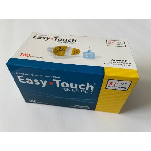EasyTouch Pen Needles 31g, 1/4" (6mm) - Box of 100