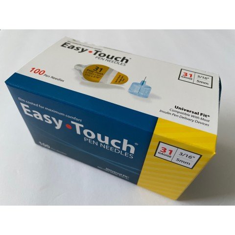EasyTouch Pen Needles 31g, 3/16" (5mm) - Box of 100