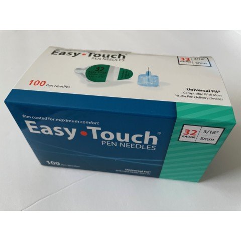 EasyTouch Pen Needles 32g, 3/16" (5mm) - Box of 100