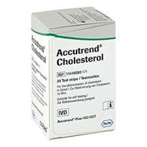 Accutrend Plus Cholesterol Test Strips by Roche - Box of 25 (Expiration 6/30/24)