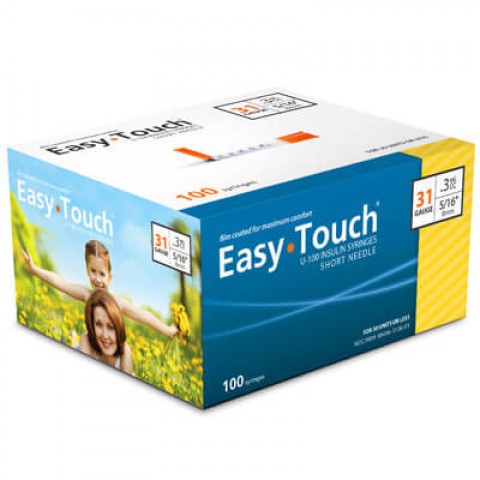 EasyTouch® U-100 Insulin Syringes 31g 0.3cc 5/16" Needle Length - Case of 500 
