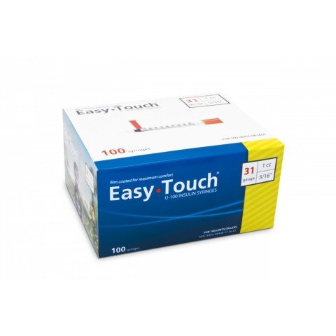 EasyTouch® U-100 Insulin Syringes 31g 1cc 5/16" Needle Length - Case of 500 