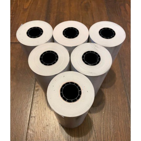 4 1/8" x 125' Standard 48g Thermal Paper Roll (0.75" Core) - 6 Rolls. Made in USA.