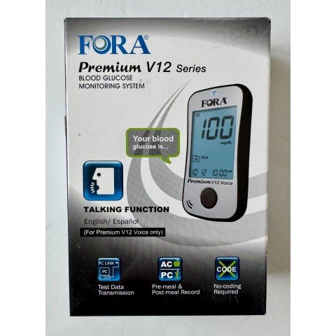 FORA Premium V12 Blood Glucose Monitoring Voice (Talking) Meter Kit - NEW
