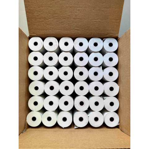 4" x 125' Thermal Paper Rolls , 0.5 inch Inner Core - Case of 36 Rolls. Made in USA.