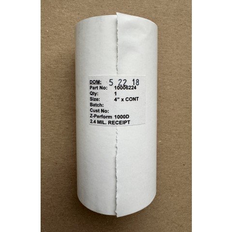 4" x 100' Z-PERFORM 1000D THERMAL RECEIPT PAPER ROLL. MADE IN USA - 1 ROLL