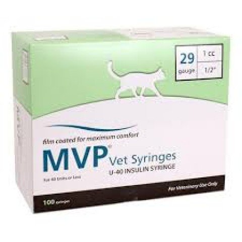 MVP® Vet Syringes U-40 Insulin Syringe 29g 1cc 1/2" Needle Length - Case of 500